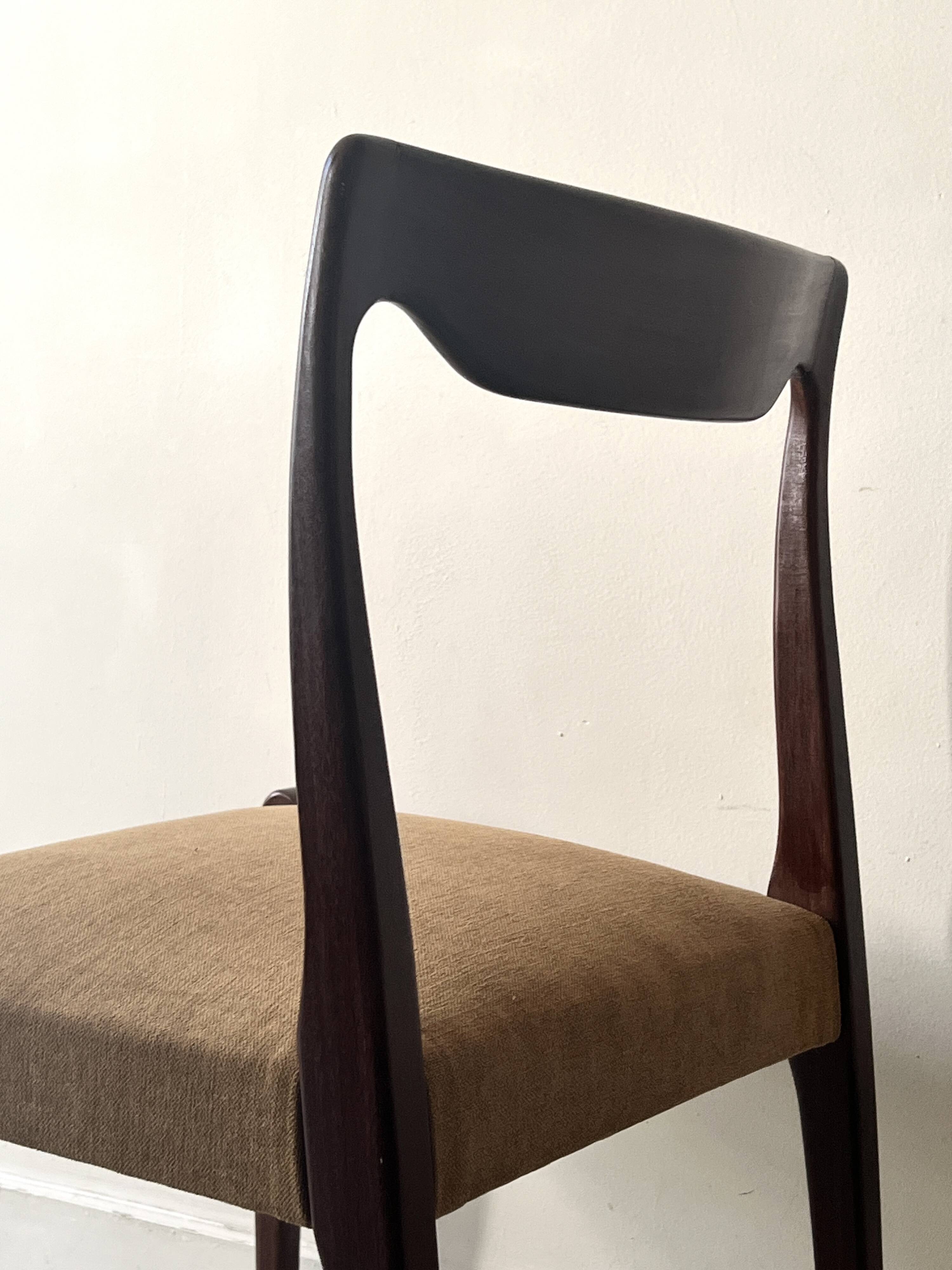 Scandinavian chair in teak & velvet by Niels Otto Moller, Denmark 1950