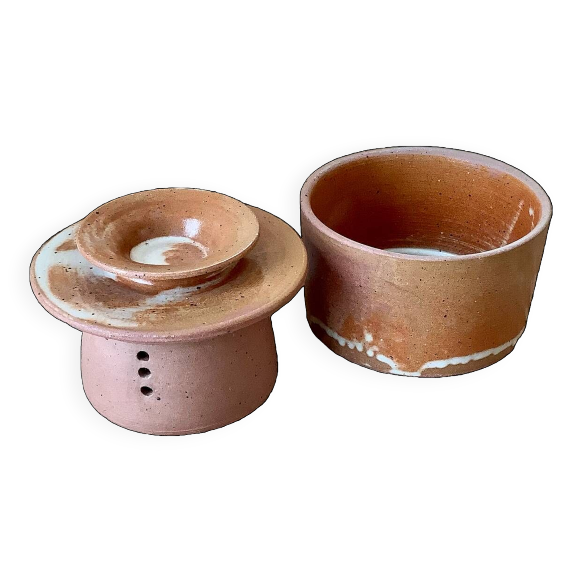 Stoneware water butter dish