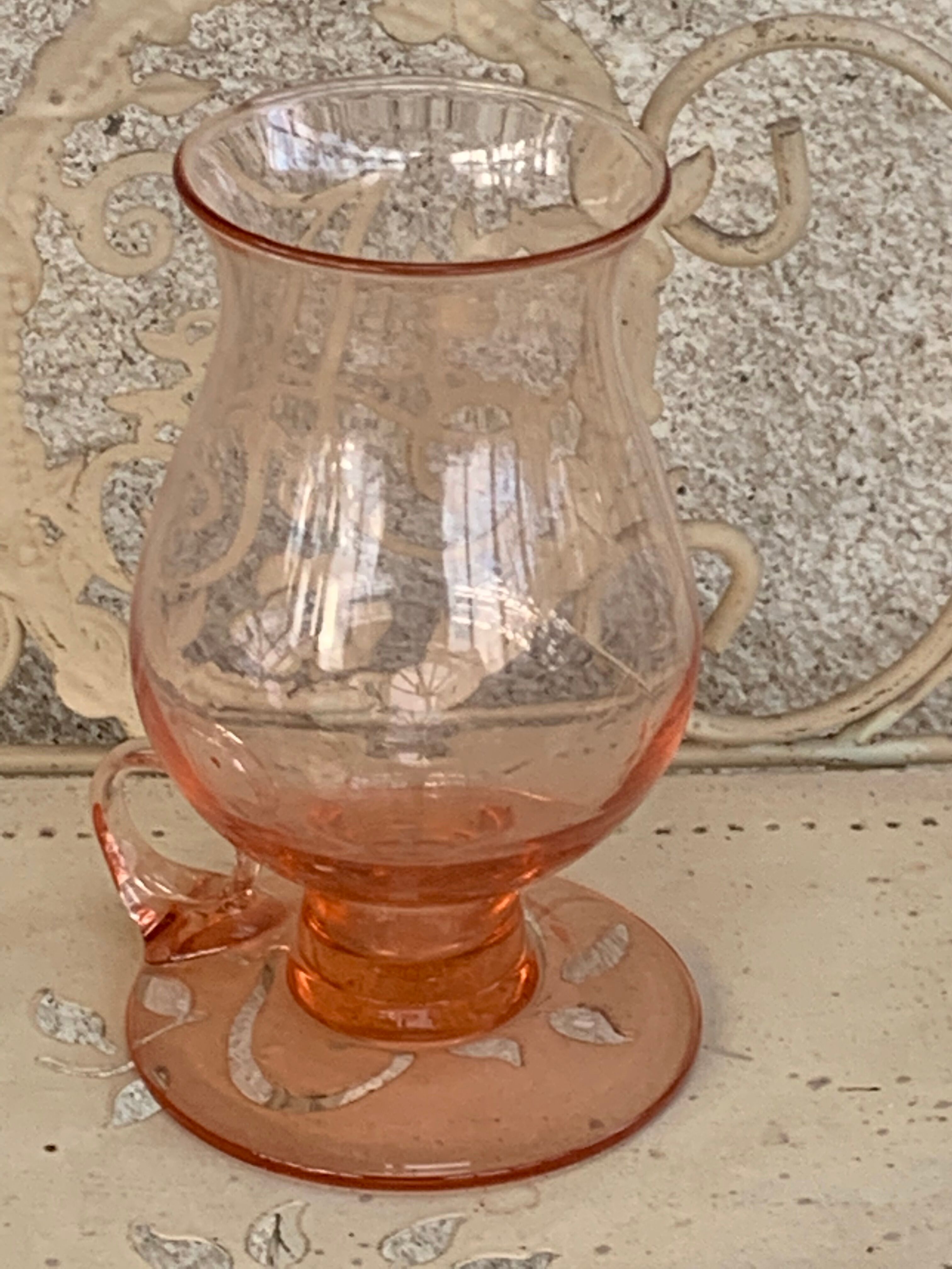 Vintage transparent pink glass photophore