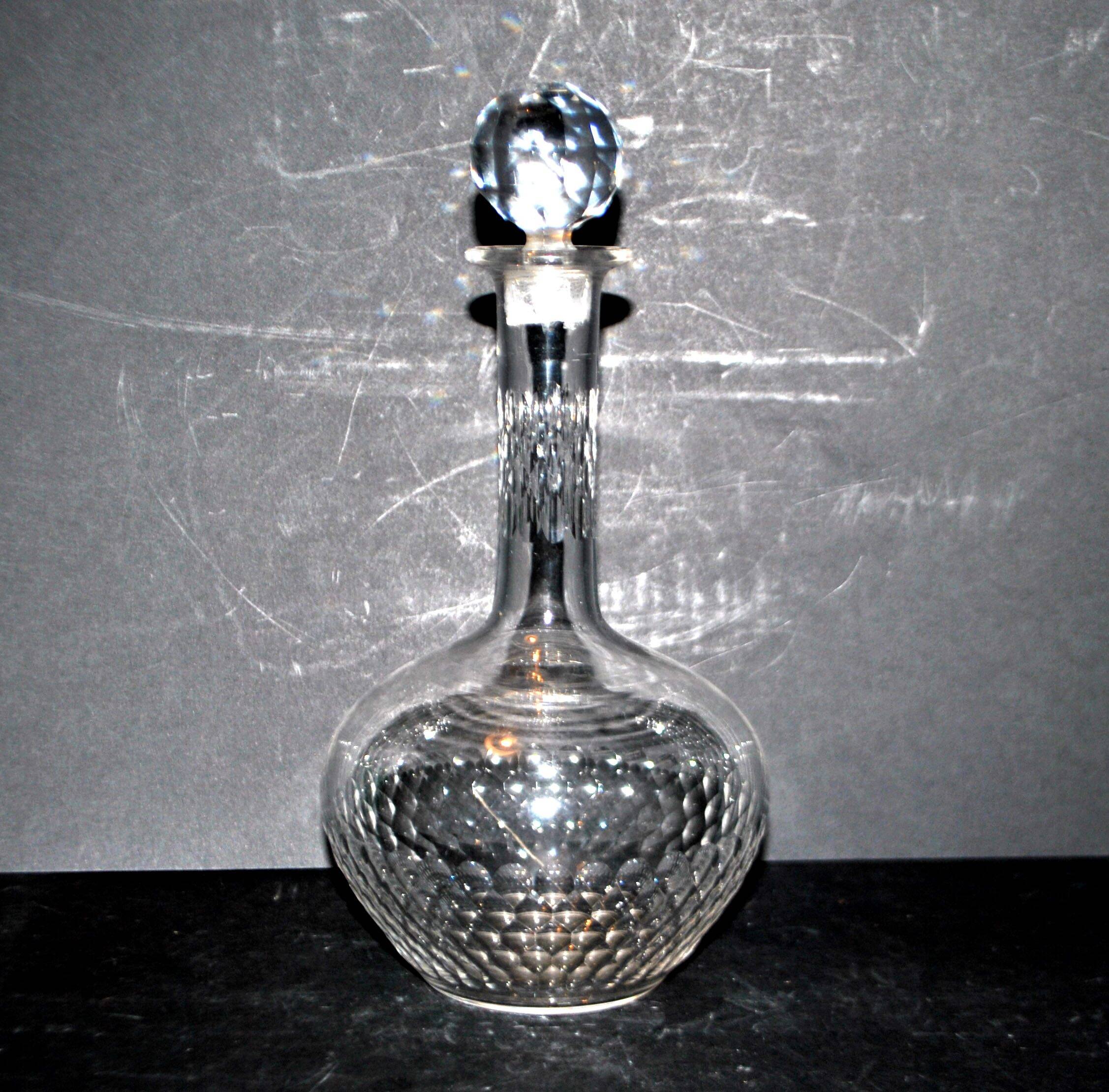 Antique Baccarat tortoiseshell cut crystal liqueur carafe H18cm 1900