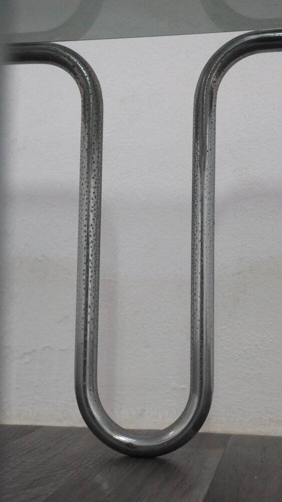 Coffee Table in Chromed Tubular Steel and Smoked Glass by Ezio Didone, 1970s