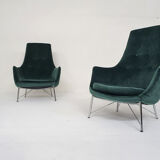 Karl Ekselius for Pastoe FM31 velvet lounge chairs, The Netherlands 1959