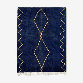 Tapis marocain moderne bleu foncé