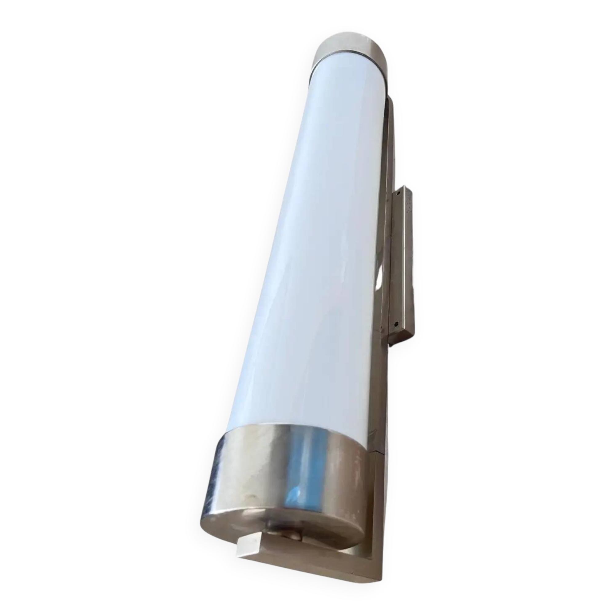 XXL big chrome and milk glass Bauhaus / functionalist wall lamp - 1930s