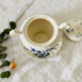 Old English porcelain sugar bowl Myott Staffordshire blue exotic birds decor