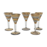 5 verres à digestif dorés