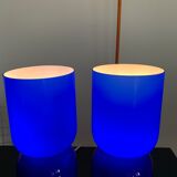 Pair vintage opaline diabolo lamps