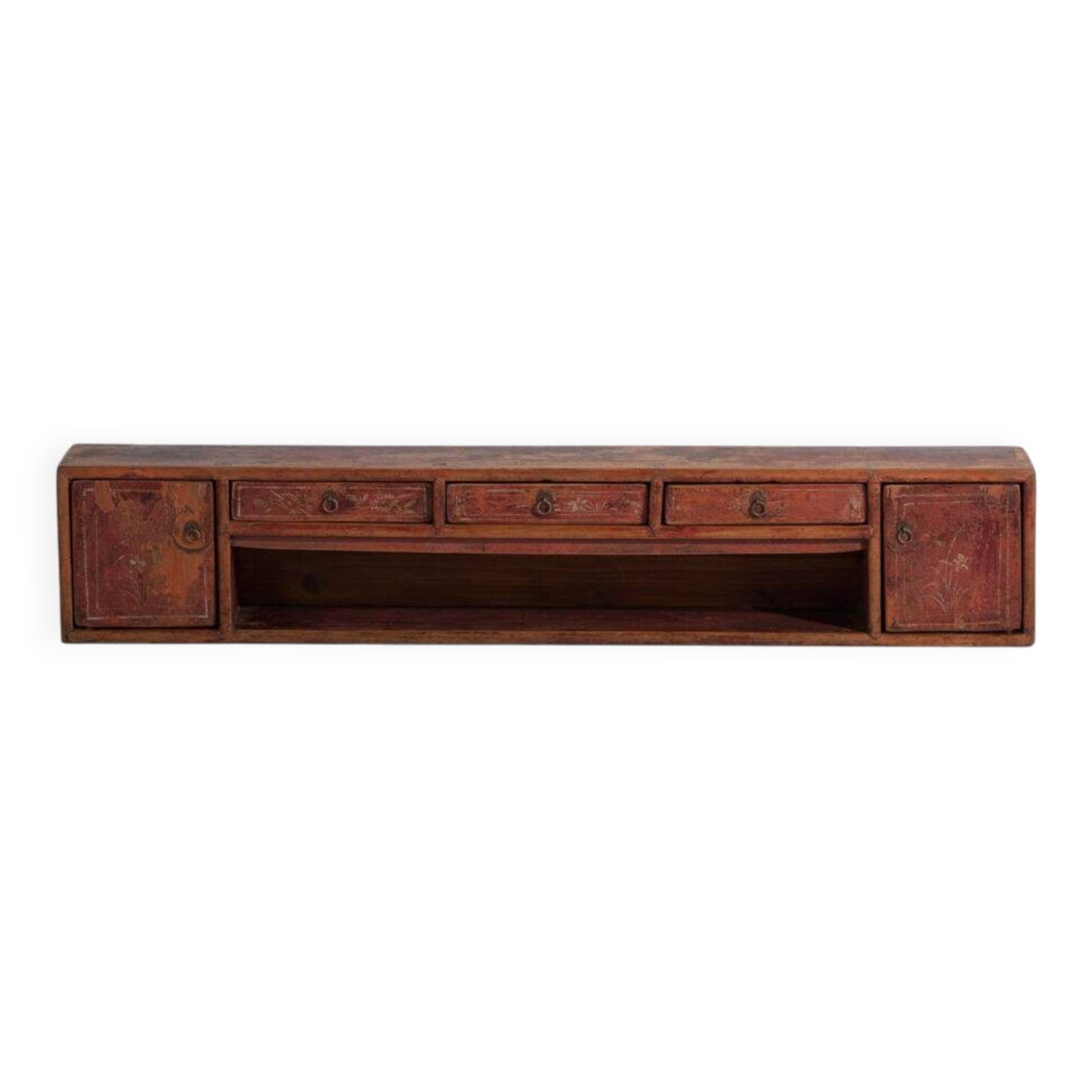 Old low cabinet painted in pine wood – China, around 1930