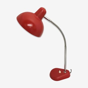 Lampe de bureau orientable, flexible en métal rouge vintage