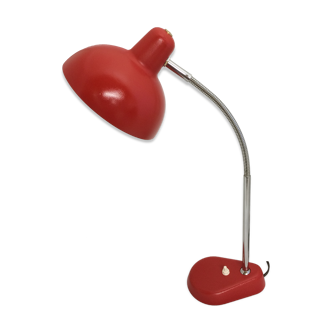 Lampe de bureau orientable, flexible en métal rouge vintage