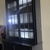 Two-body bookcase, painted in black and gray, Restoration Style model