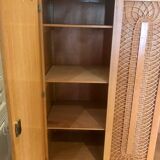 Wood cabinet and rattan 60s