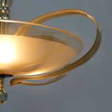 Tall art deco curved glass ceiling light from esc zukov, 1940s