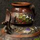 Pair of oriental metal vases from XXth century