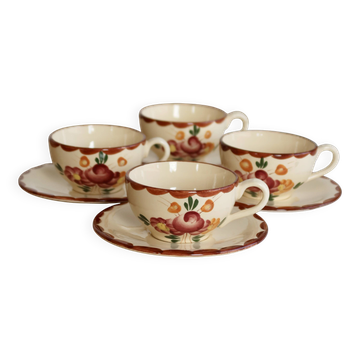 Vintage tea cups in Longchamp earthenware - Agen model