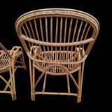 Grands Fauteuils vintage en rotin, Années 60