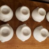 8 white lion head soup bowls with blue edging