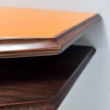 Beech and Walnut Root Console Table with an Orange Glass Top, Italy