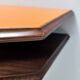 Beech and Walnut Root Console Table with an Orange Glass Top, Italy