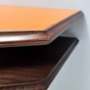 Beech and Walnut Root Console Table with an Orange Glass Top, Italy