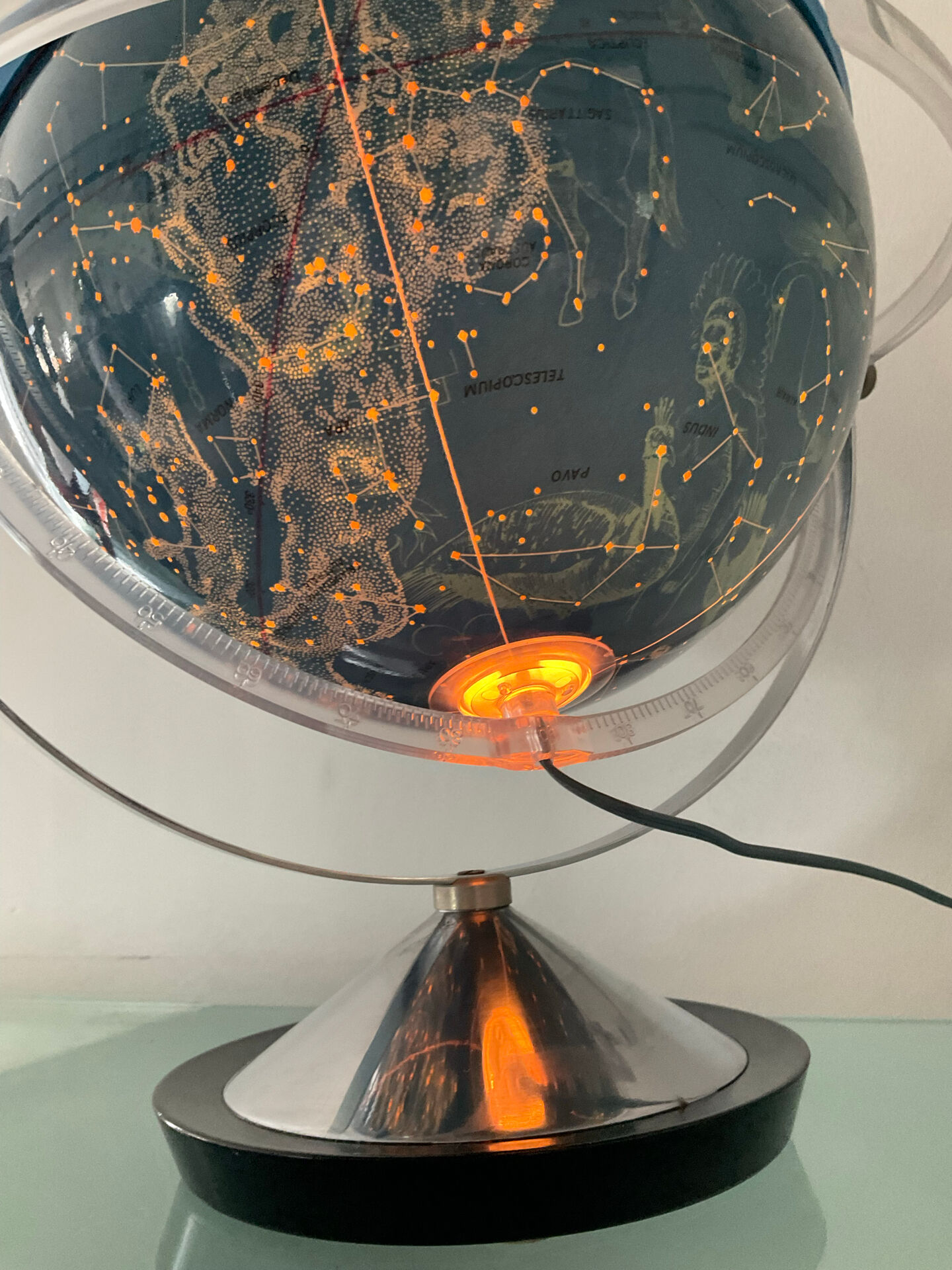Globe céleste lumineux vintage Italy des années 70