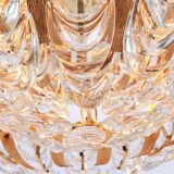 Delicate chandelier in gilded brass and crystal glass in the shape of flowers by Palwa, Germany, 1970s.