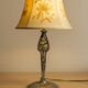 Art Nouveau lamp base – Hammered metal & stylised Ginkgo leaves –