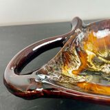 Yellow, orange, white and brown glazed ceramic bowl Vallauris, 70s, France