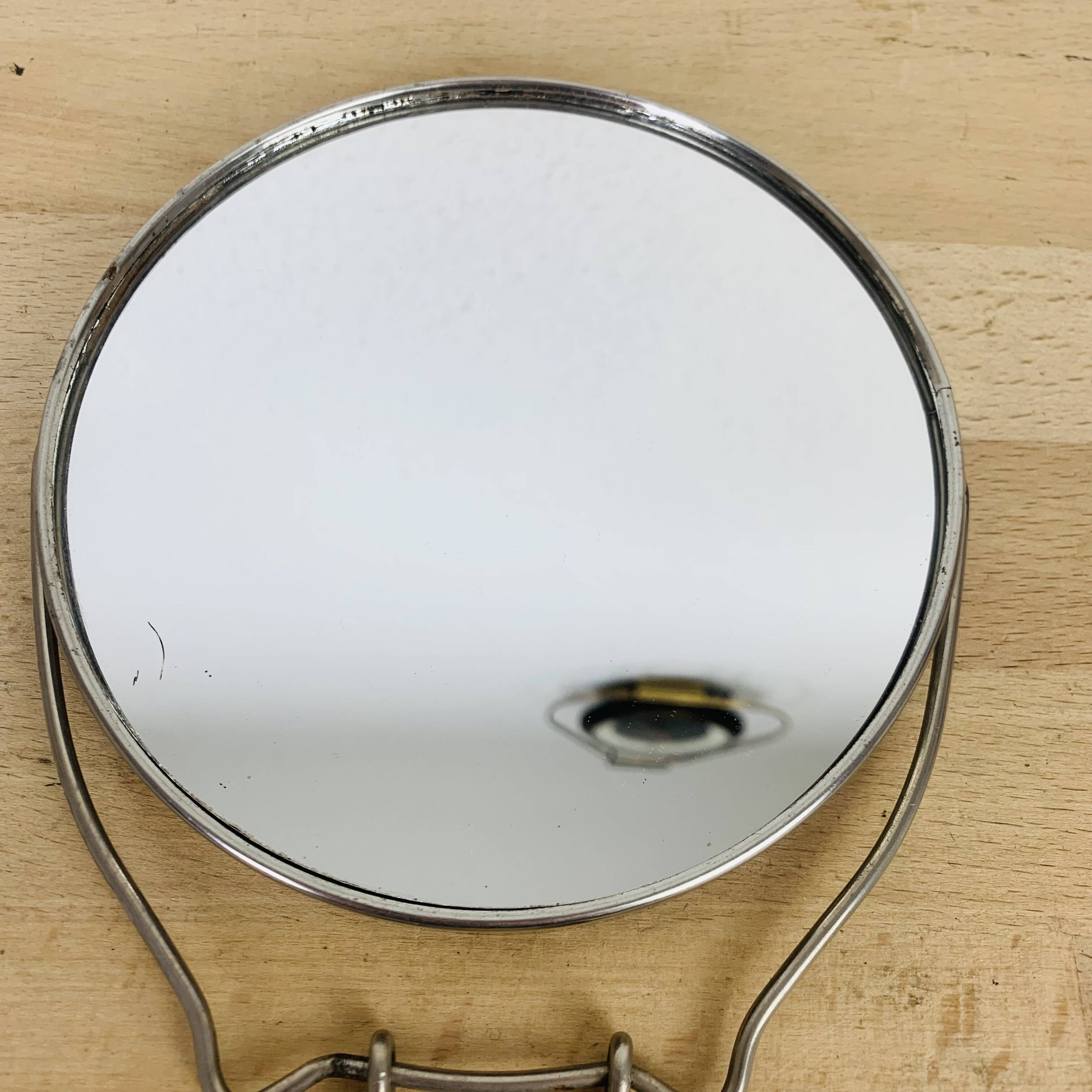 Round double-sided magnifying barber mirror
