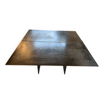 Brutalist design square table in steel