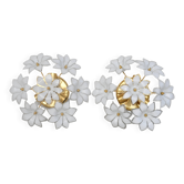 Set of 2 Charming Murano Vintage Ceiling Light White Flowers, 1970s