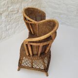 Vintage rattan confidant sofa