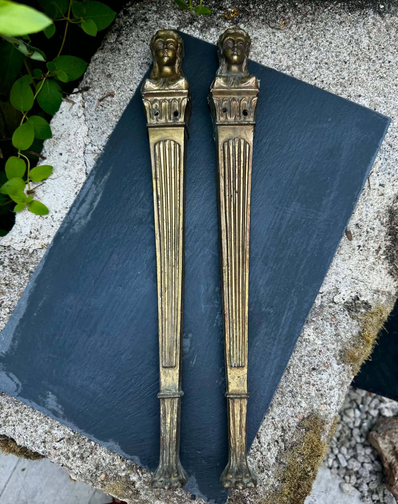 2 bronze Art Nouveau furniture ornaments