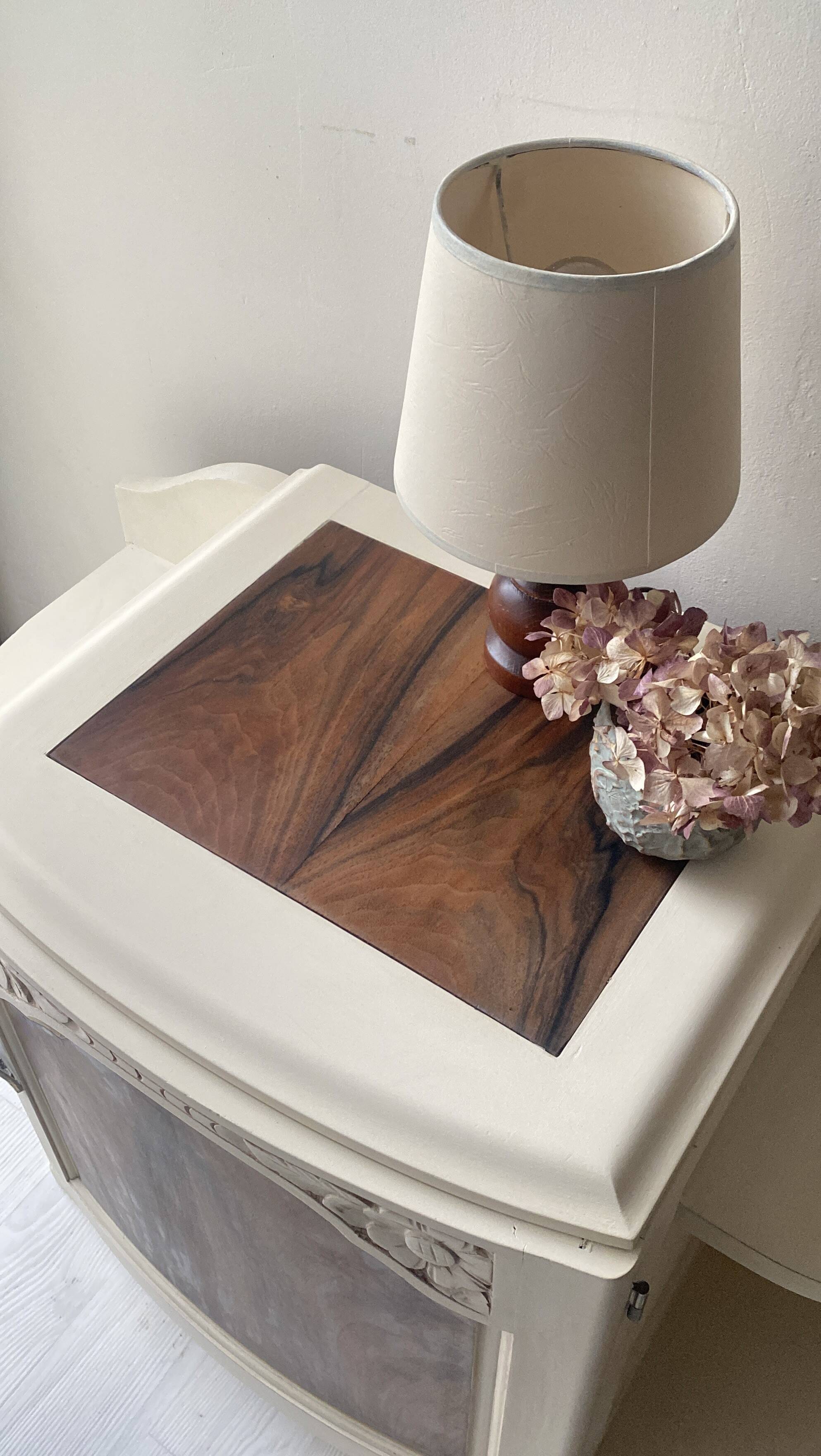 Art Deco bedside table from the 1930s - Wood with inlaid top