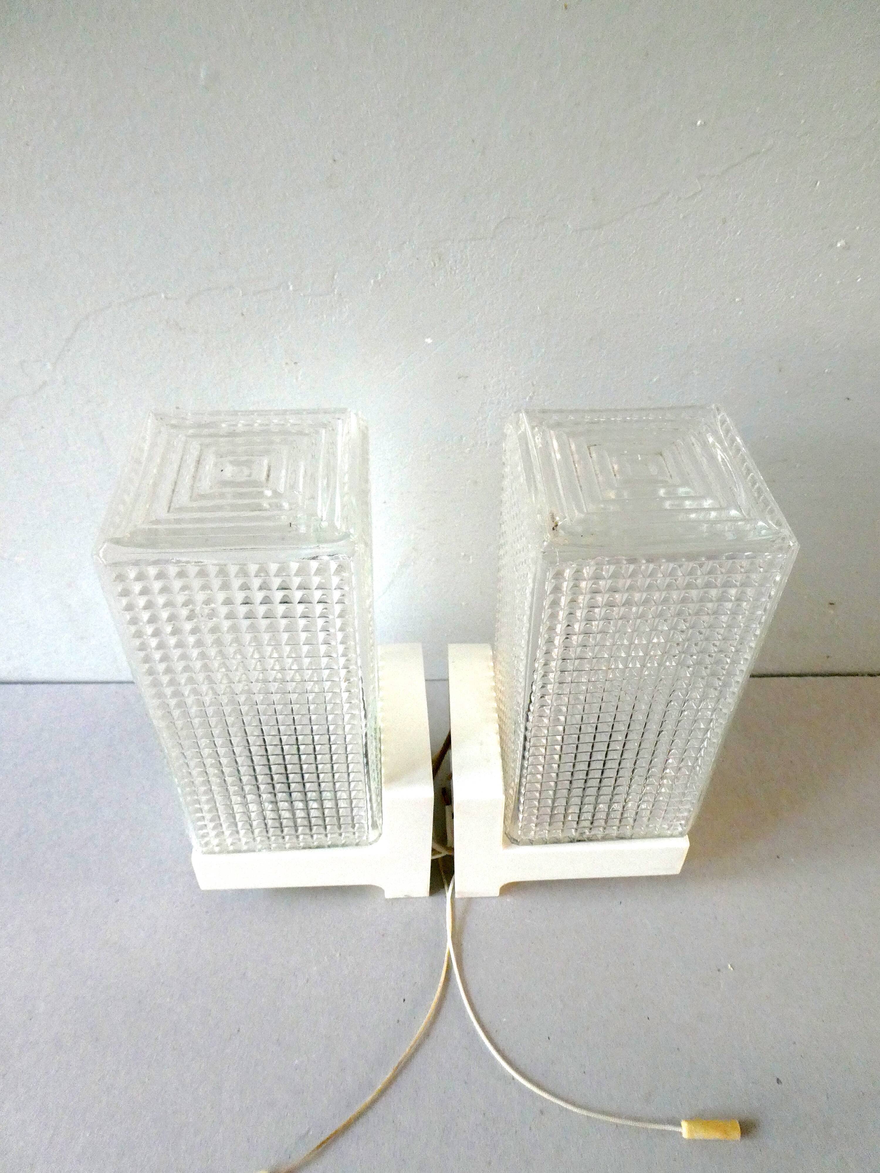 Pair of zipper wall lamps, made of glass 70