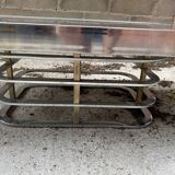 Chrome steel and smoked glass coffee table