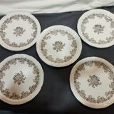 lot of 5 old Digoin Sarreguemines Clovis dessert plates gray floral decor