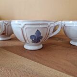 Henriot in Quimper - Set of 6 chocolate cups - Decorated with a pink rooster
