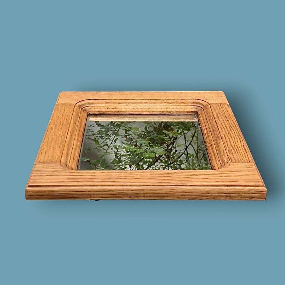 Antique square wall mirror in solid wood