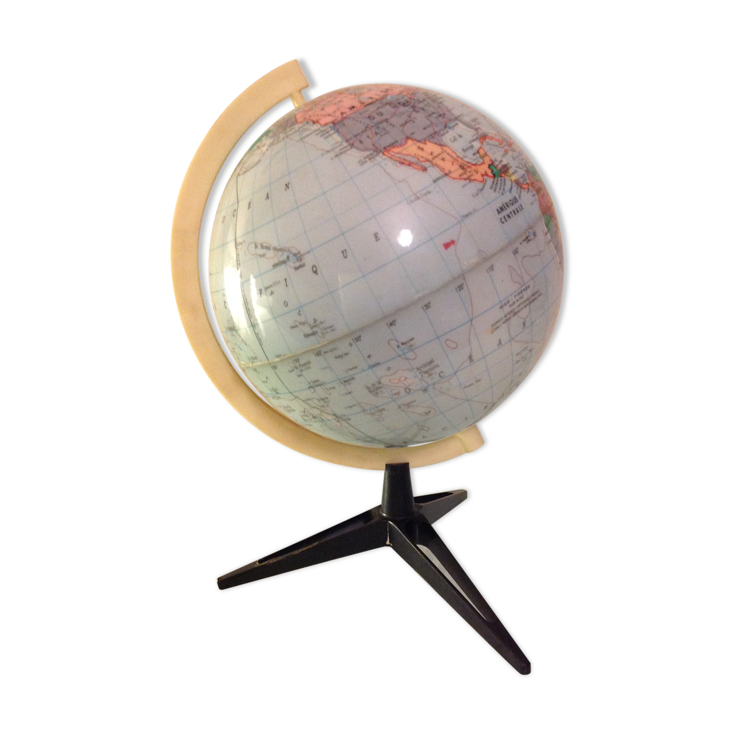 Light globe to tripod foot Rico vintage 60s