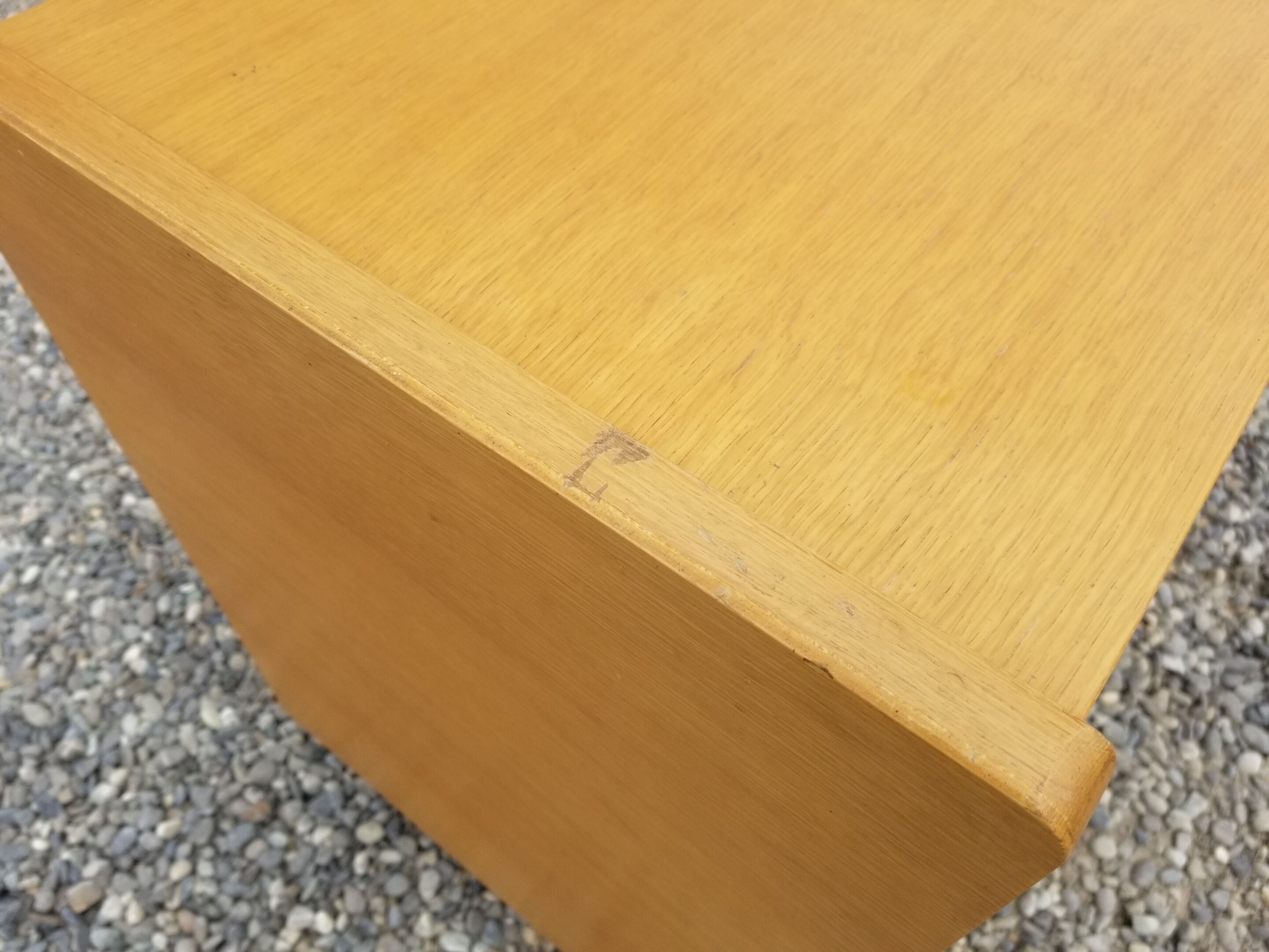 Vintage chest of drawers 3 drawers in oak and rattan - 60s