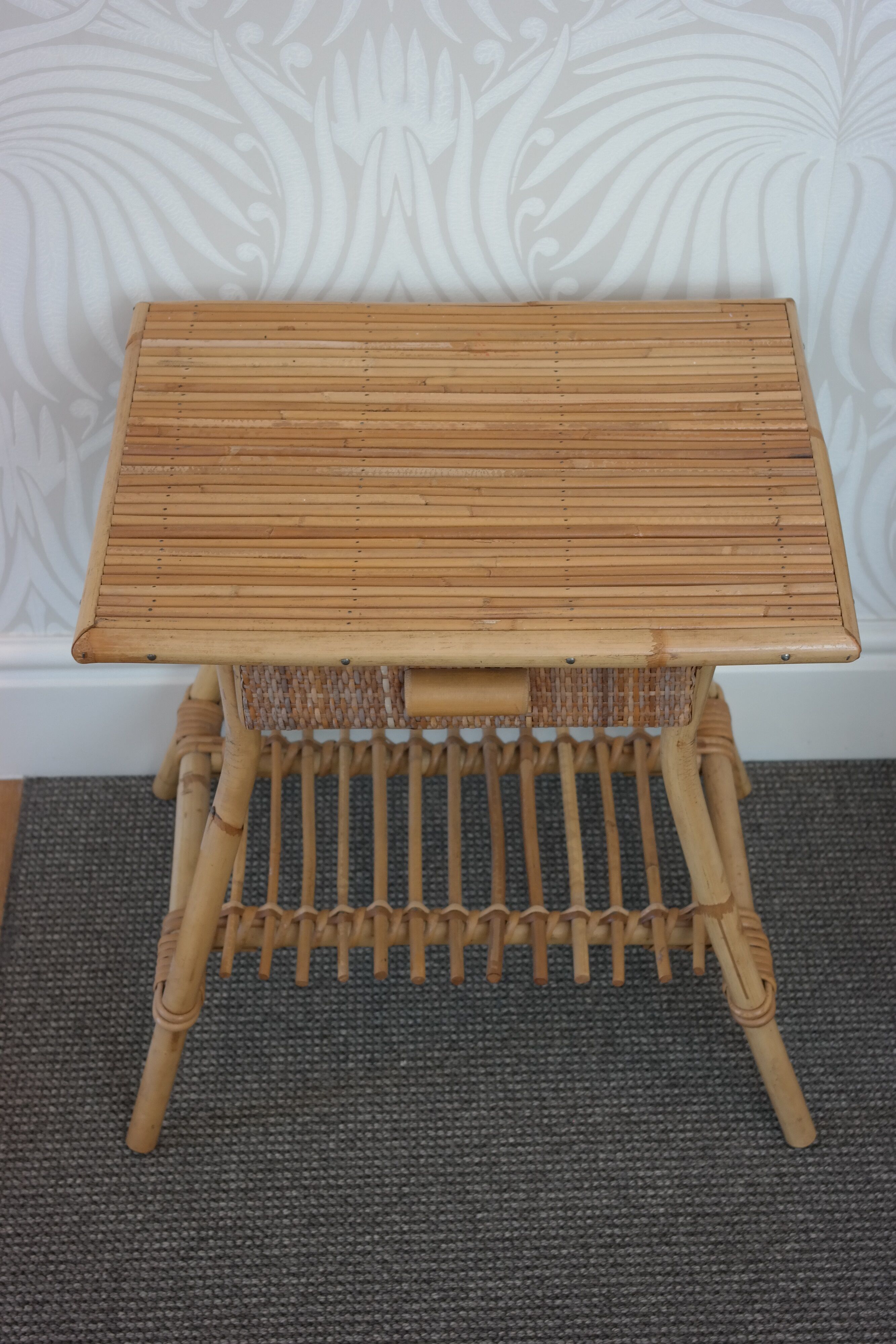 Vintage rattan bedside table
