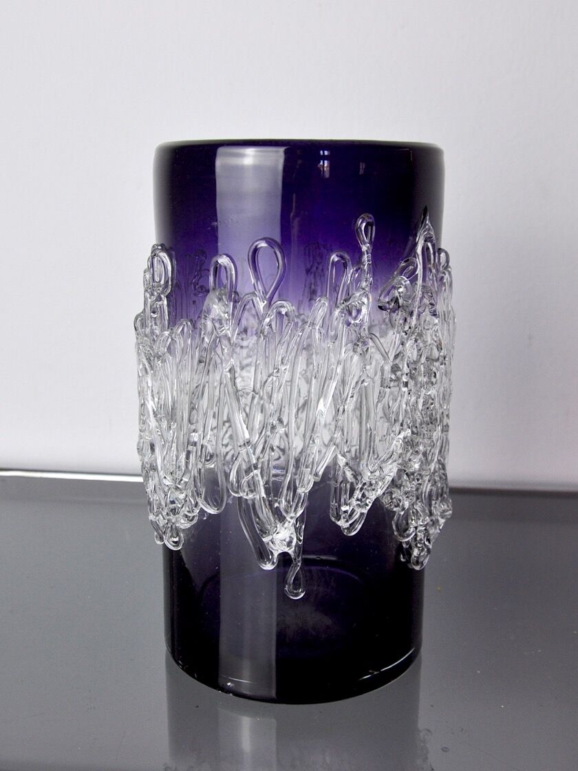 Purple seguso vase in murano glass, Italy, 1960
