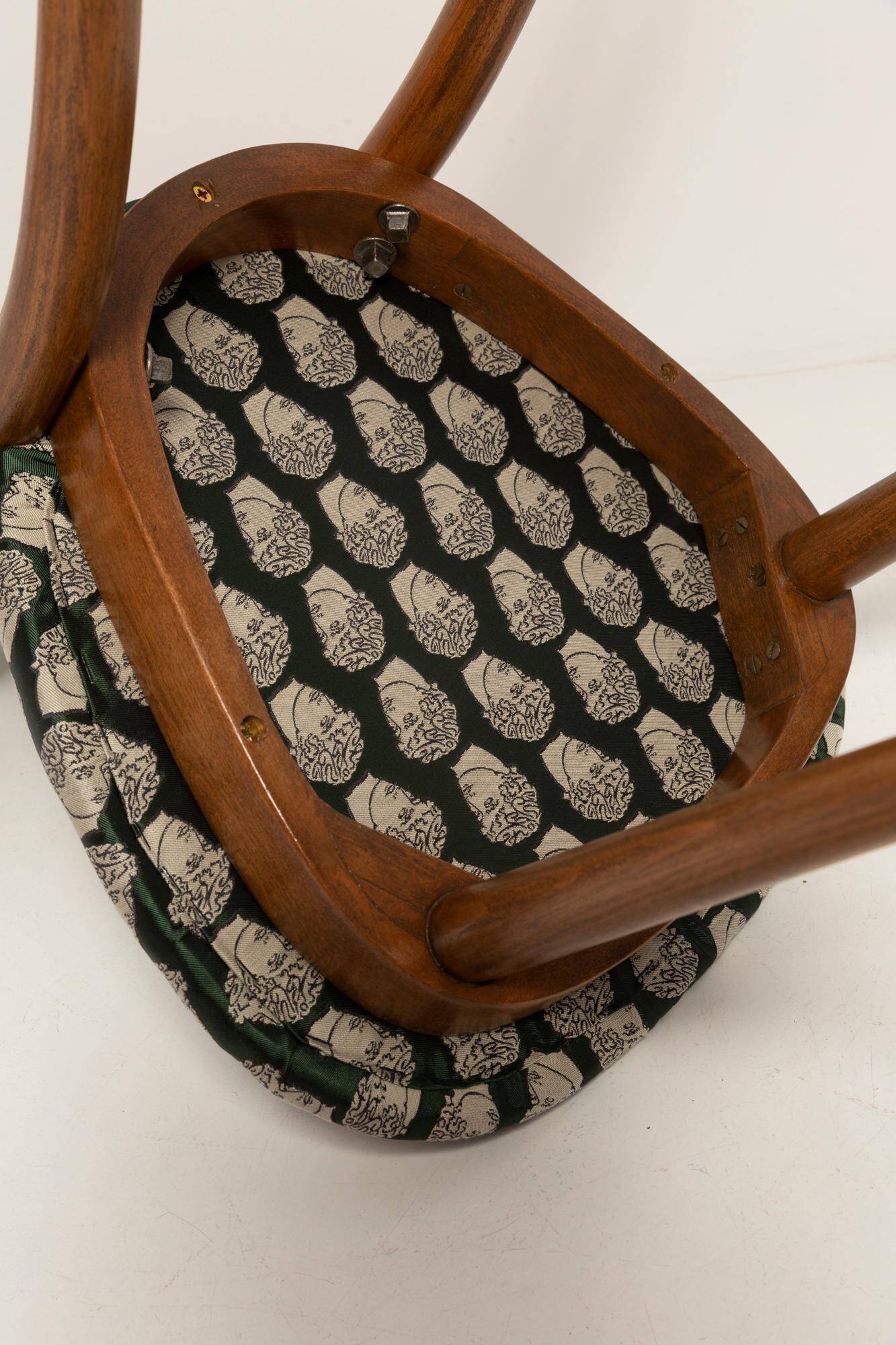 Impression David Midcentury in Emerald Satin, Heart Chair in Walnut Wood, Europe, 1960s
