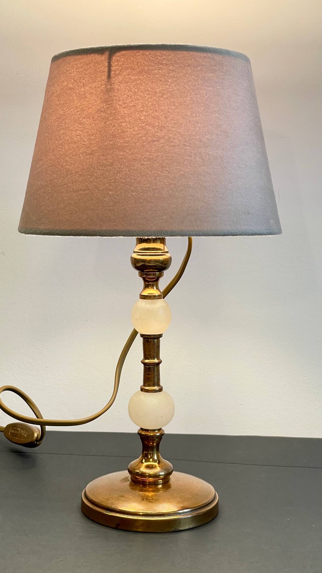 Vintage marble and velvet metal lamp