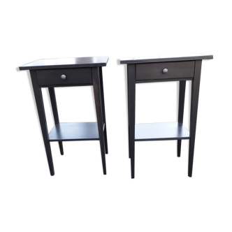 Blackened wooden nightstand pair