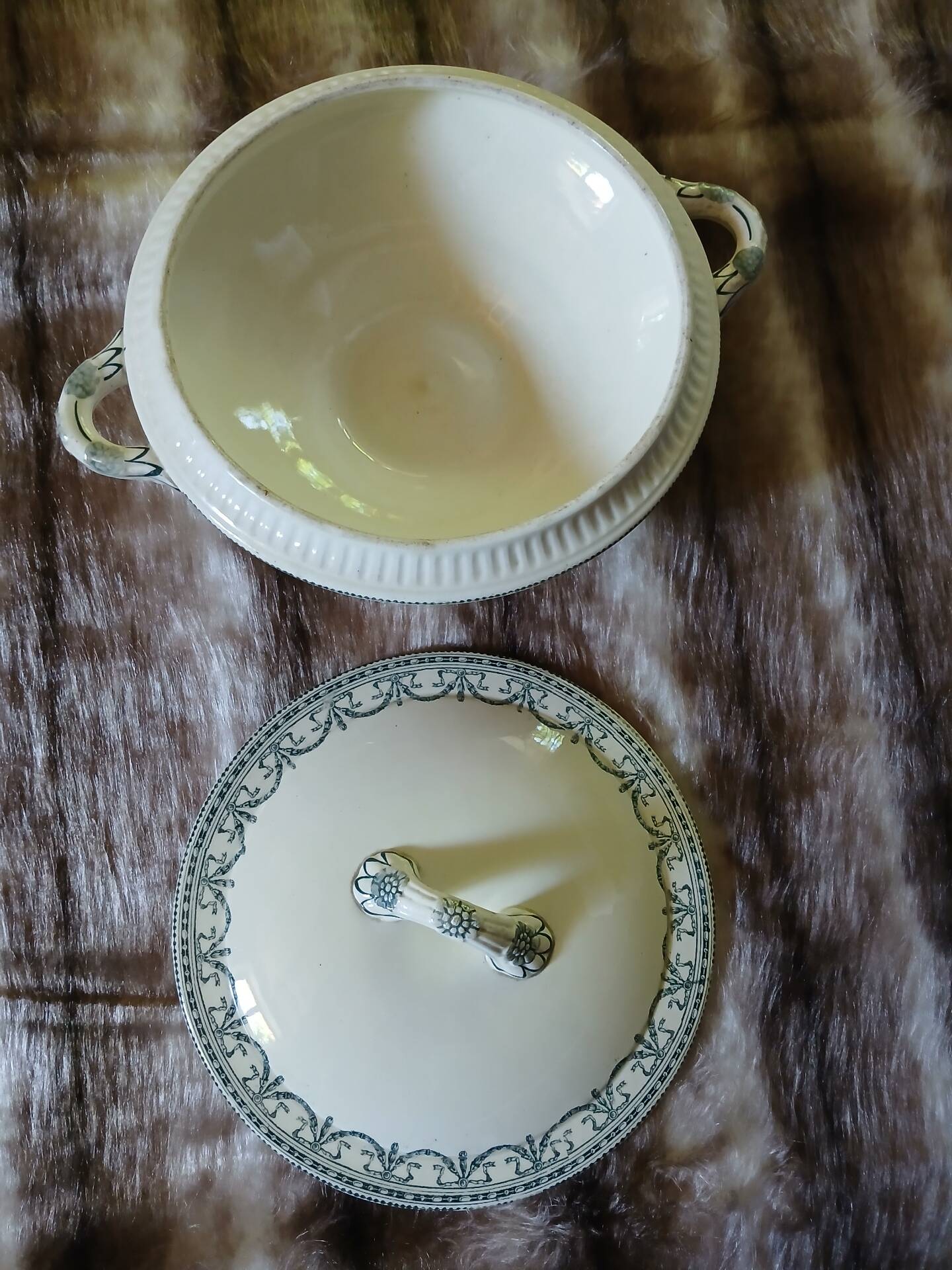 Small antique soup tureen in ironstone