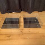 Pair of 1970s lucite mirrored shelves