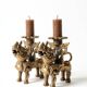 Pair of vintage brass candlesticks, Foo Dogs / Guardian Lions