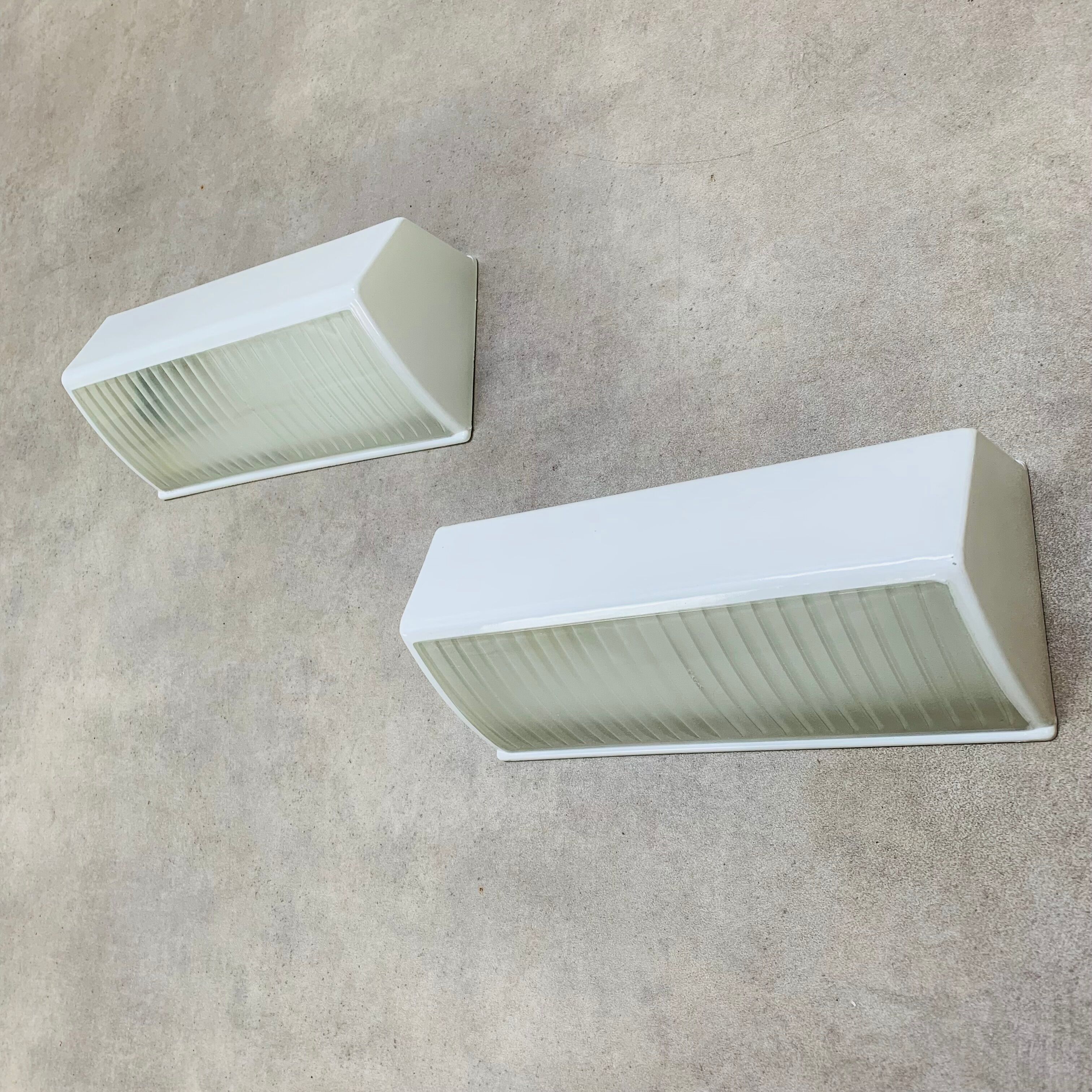 Pair of Holophane Prismopal wall lights, 50s design